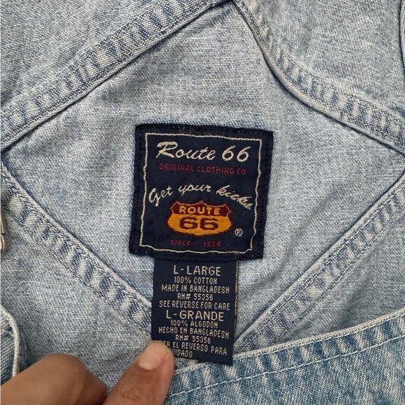 90s Route 66 Light Blue Denim Short Overalls - Picture 5 of 5
